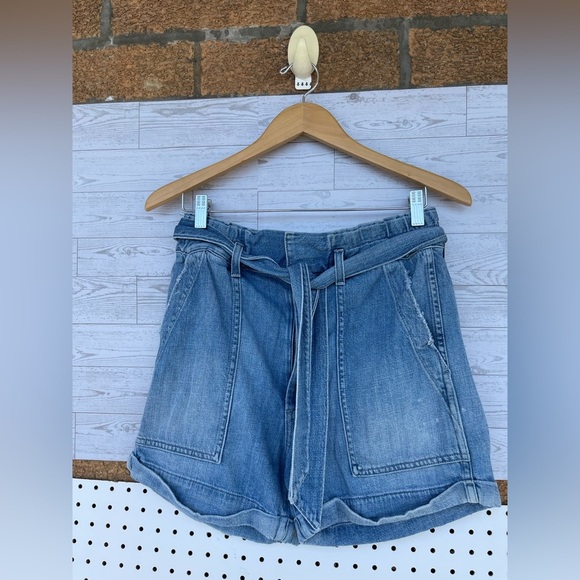 AMO Shorts Blue Finder Keepers Paperbag Denim Women size 27 - Picture 3 of 13